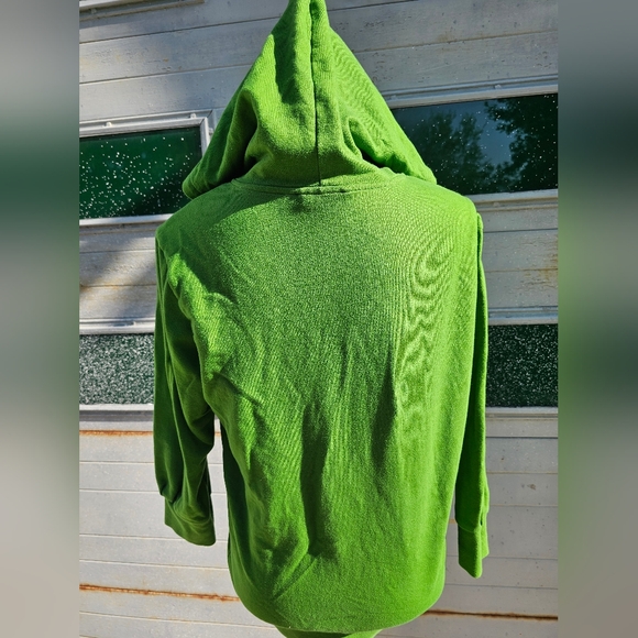 Puma Womens Hoodie Size M Green Full Zip Kangaroo Pocket 3/4 Sleeve Activewear - Picture 8 of 9
